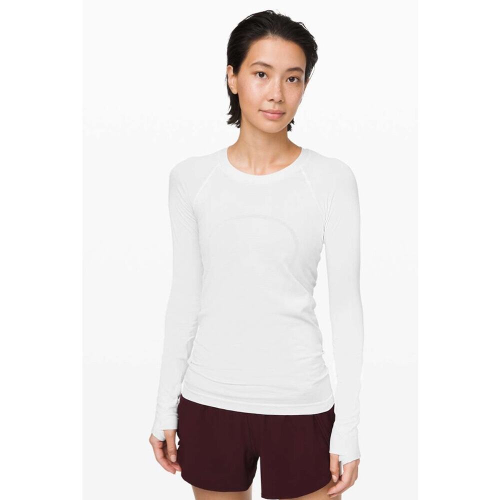 NWT Lululemon Swiftly Speed Long Sleeve *Shine
White / White / Silver 10
